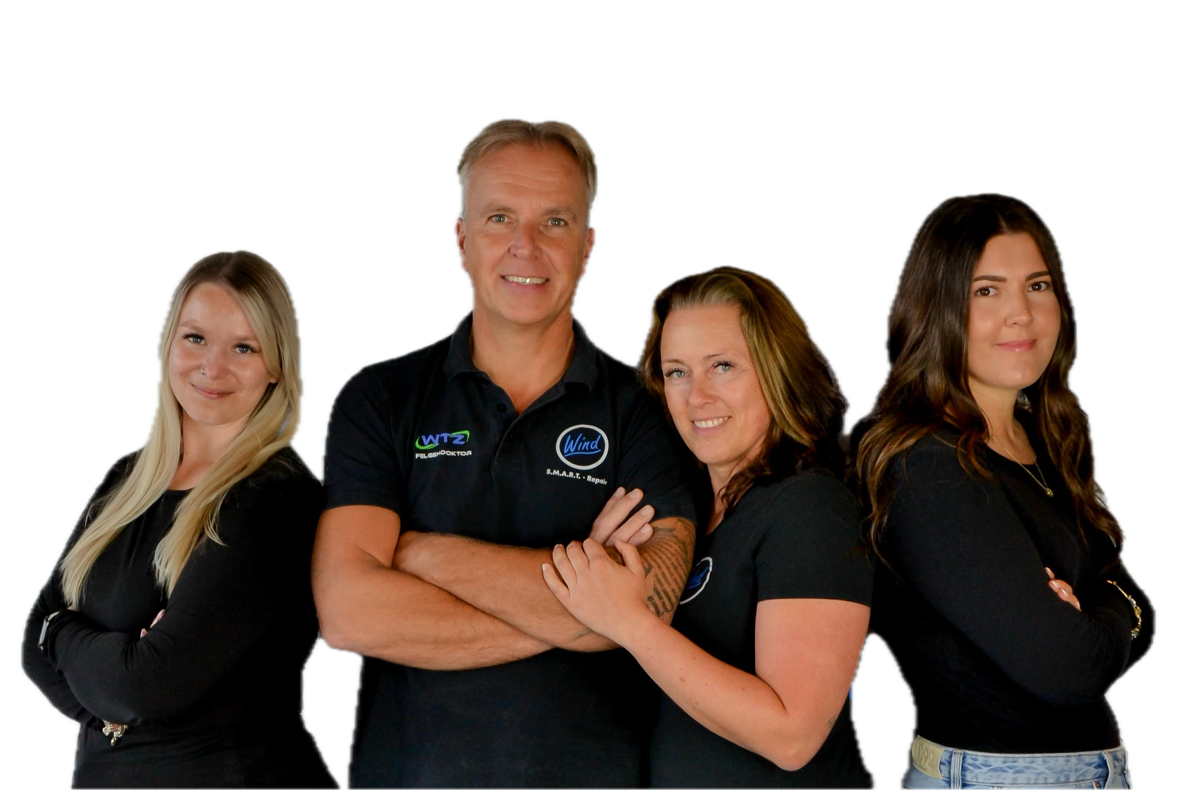 Das Team von Wind Smart Repair freut sich auf neue Kolleginnen und Kollegen: Harry, Claudia, Jessi und Laura